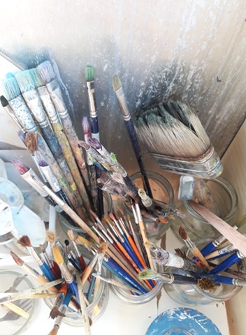 painting materials and brushes art kids